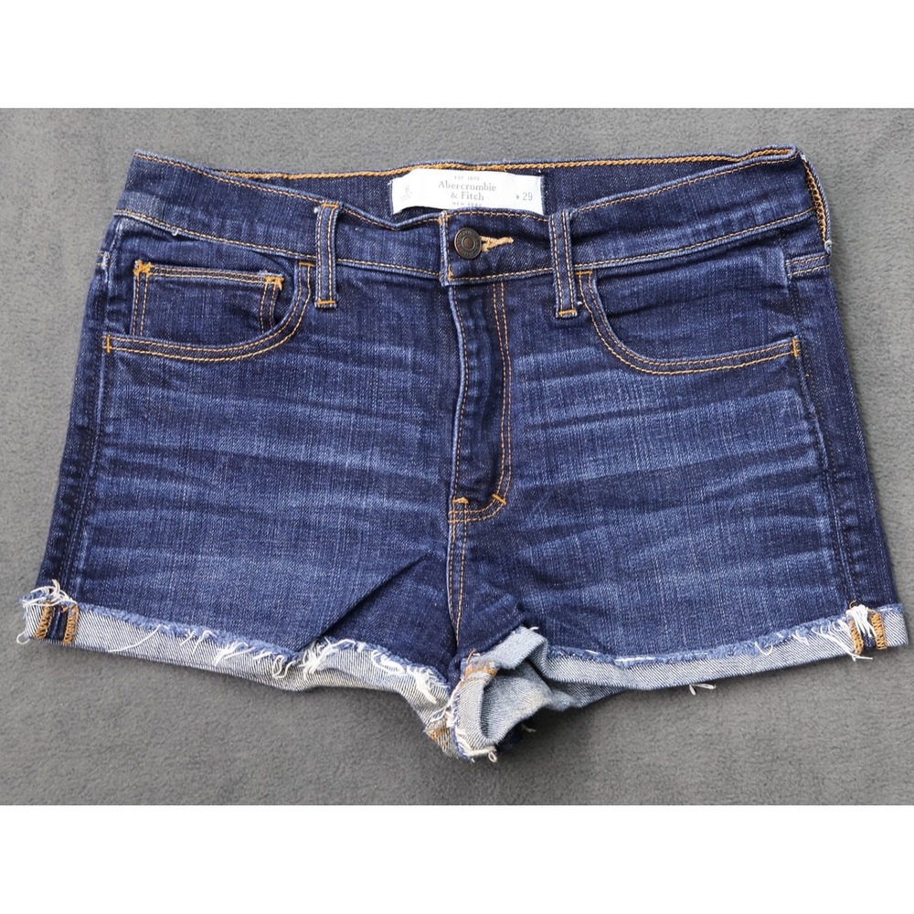 Abercrombie & Fitch Womens Size 8 W29 Dark Wash Raw Hem Denim Cutoff Shorts